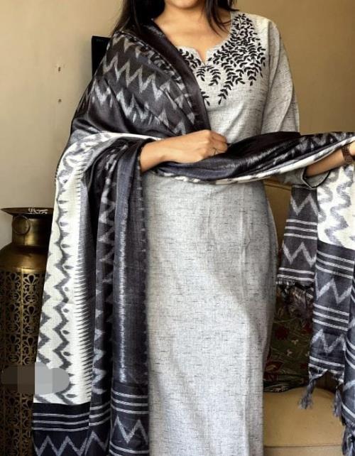 The uber classy grey south khaadi cotton fabric.