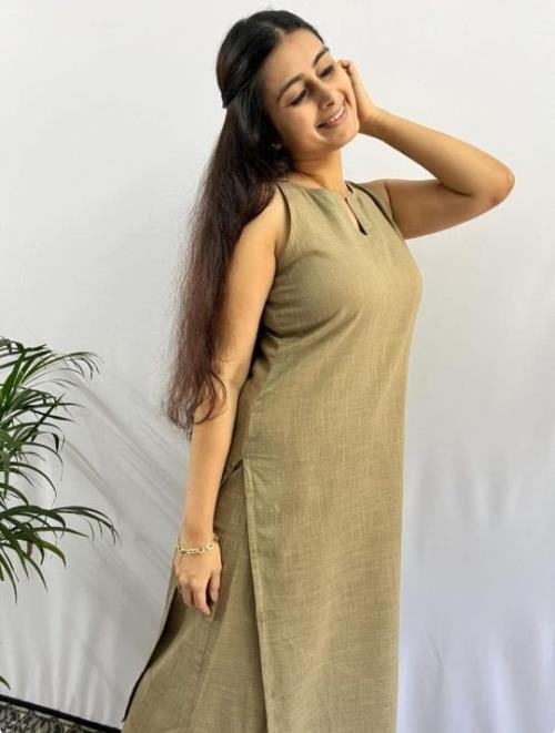 Cotton Slub Kurta Set for Women | Cut-Sleeve Cord Set