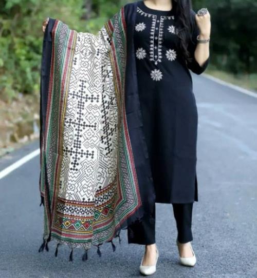  Premium cotton kurti with beautiful embroidery beautiful work