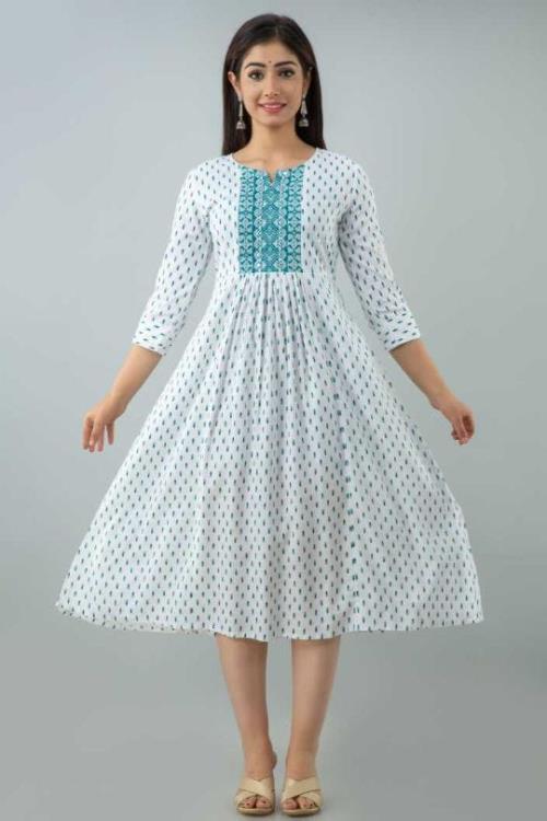 Reyon anarkali kurti with embroidery