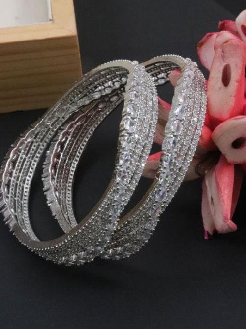 Silver Diamond Bangle Set