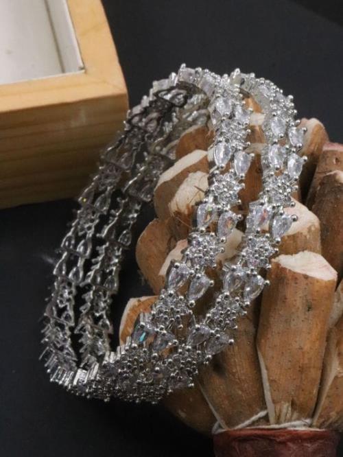 Silver Diamond Bangle Set