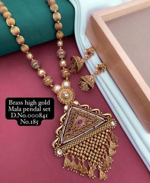 BRASS HIGH GOLD MALA PENDAL SET