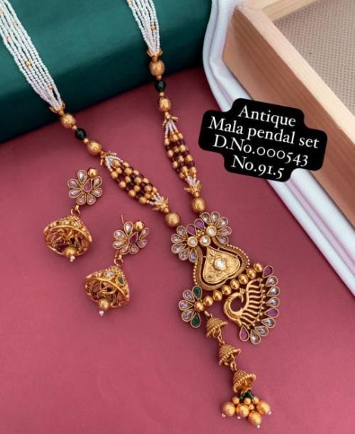 BRASS HIGH GOLD MALA PENDAL SET.