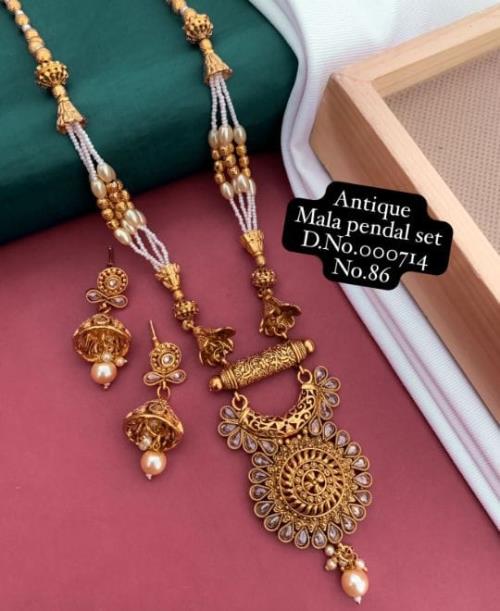 BRASS HIGH GOLD MALA PENDAL SET