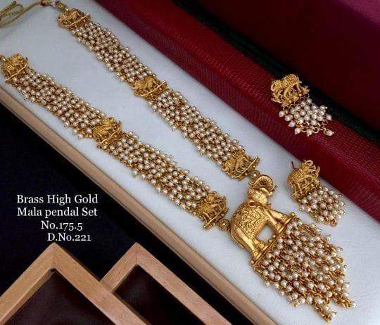 Brass High Gold Mala Pendal Set
