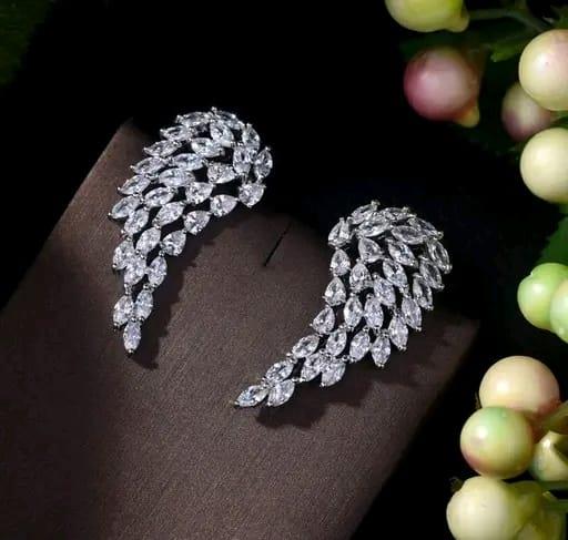 Jewels Galaxy Silver-Plated American Diamond Blue Crushed Ice Drop Earrings