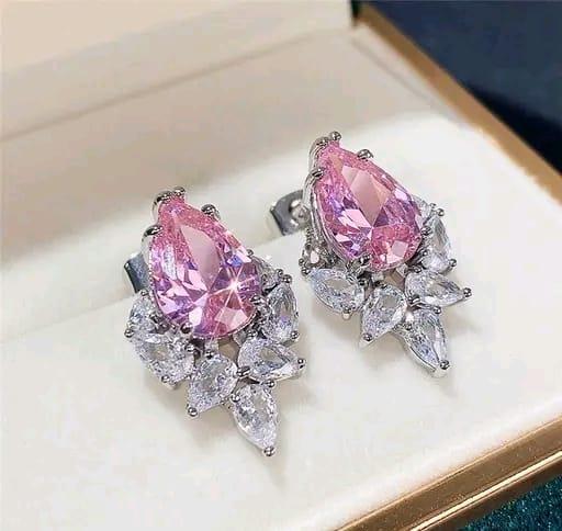 Jewels Galaxy Silver-Plated American Diamond Blue Crushed Ice Drop Earrings