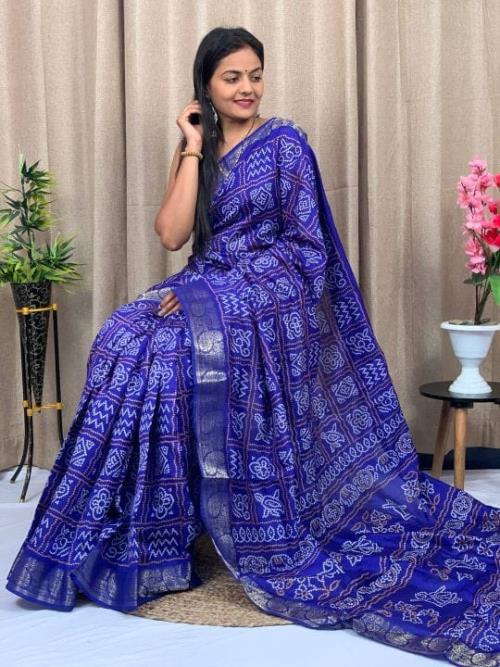 BANDHEJ 10BOX SOFT TUSSHAR SILK SLUB SAREE.
