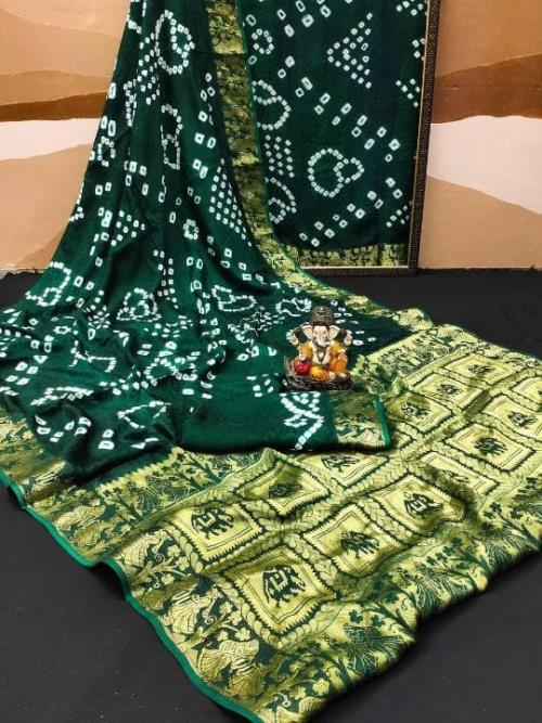 NEW PREMIUM HIGH QUALITY COMFORTABLE BANDHEJ SILK DRAPES WITH ART SILK JARI BORDER THAT IS SUPER STY