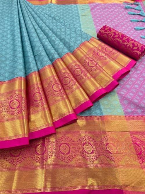 PURE MERCERISED COTTON SILK SAREE .