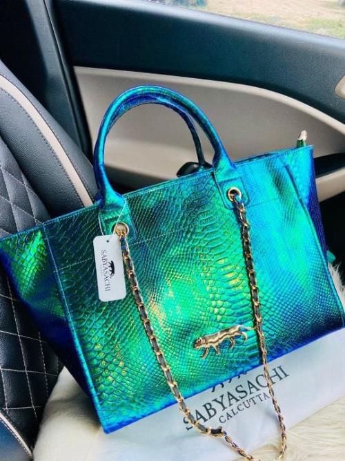 Sabyasachi Calcutta Vibgyor High Quality Leather Tote Bag.