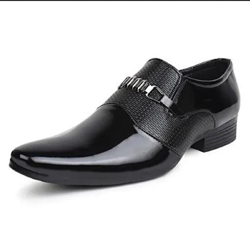 Inspired SAIJARA Mens Black Synthetic Leather Formal Shoes