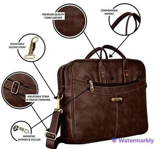 LOREM FAUX LEATHER 10L MESSENGER CUM LAPTOP BAG FOR MEN AND WOMEN