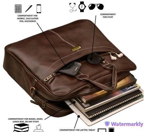 LOREM FAUX LEATHER 10L MESSENGER CUM LAPTOP BAG FOR MEN AND WOMEN