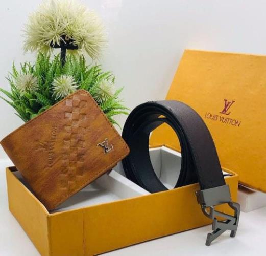 LOUIS VUITTON Imported Turning Buckle Black Belt - Top Quality Wallet, Brand Box, Size 28-44.