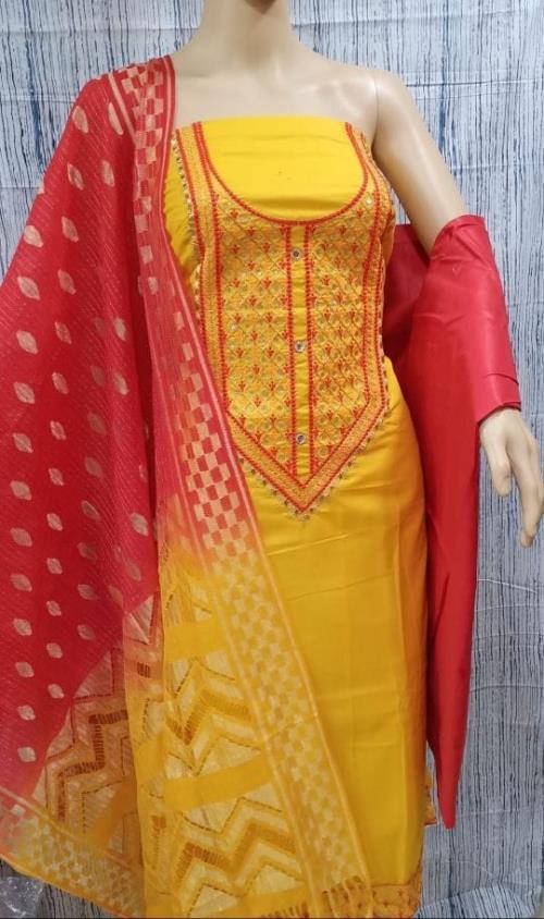 COTTON MULTI NECK WORK WITH FANCY DIAMONDS (1.90 mtr)