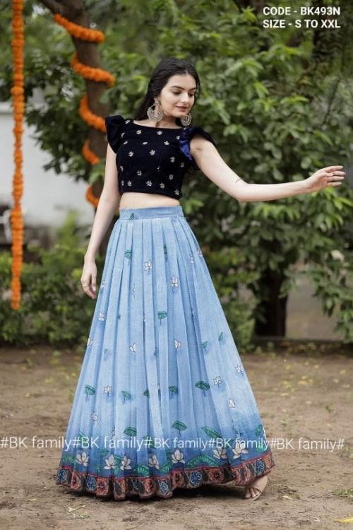 The Velvet Handworked Crop Top with Pichwai Georgette Lehenga