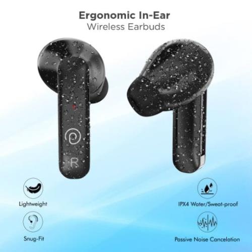 PTron Bassbuds Duo in Ear Earbuds with 32Hrs Total Playtime, Bluetooth 5.1 Wireless Headphones, Ster