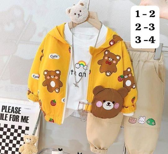  Cute Long Sleeves T-Shirt with Comfy Pants Set . Yellow