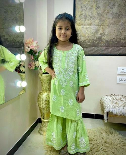 Cotton Embroidery Top with Sharara Set.