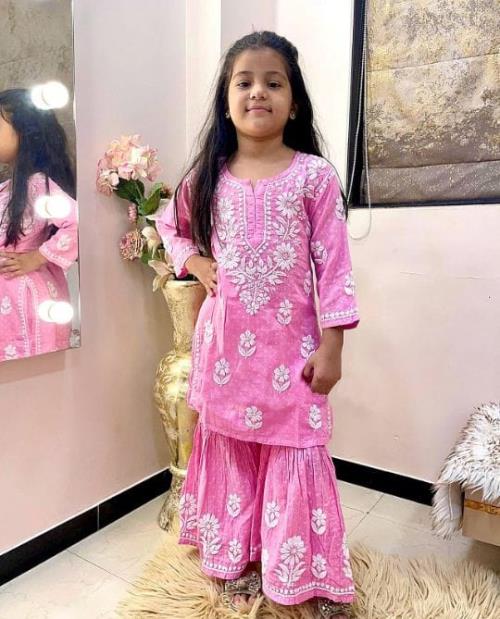 Cotton Embroidery Top with Sharara Set.