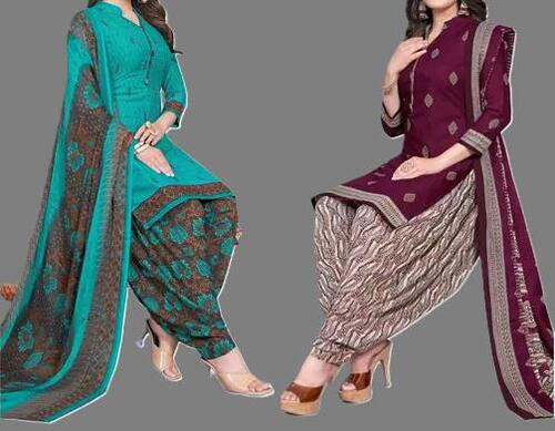 SIMPLYETHNIC Womens Multicolor Crepe Printed Unstitched Salwar Suit Material (Combo Of 2)