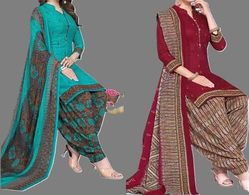 SIMPLYETHNIC Womens Multicolor Crepe Printed Unstitched Salwar Suit Material (Combo Of 2)