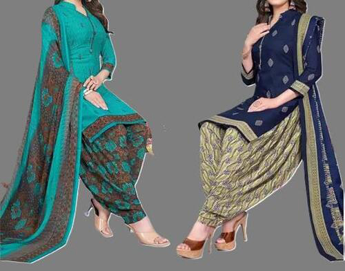 SIMPLYETHNIC Womens Multicolor Crepe Printed Unstitched Salwar Suit Material (Combo Of 2)