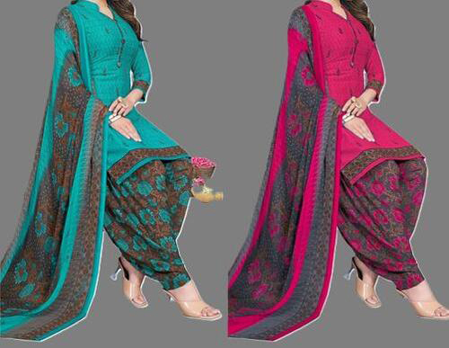 SIMPLYETHNIC Womens Multicolor Crepe Printed Unstitched Salwar Suit Material (Combo Of 2)
