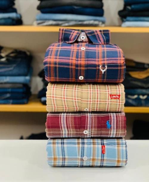 4PCS COMBO SET OF SHIRTS ( STUFF PURE COTTON WITH BRANDED BUTTON ).