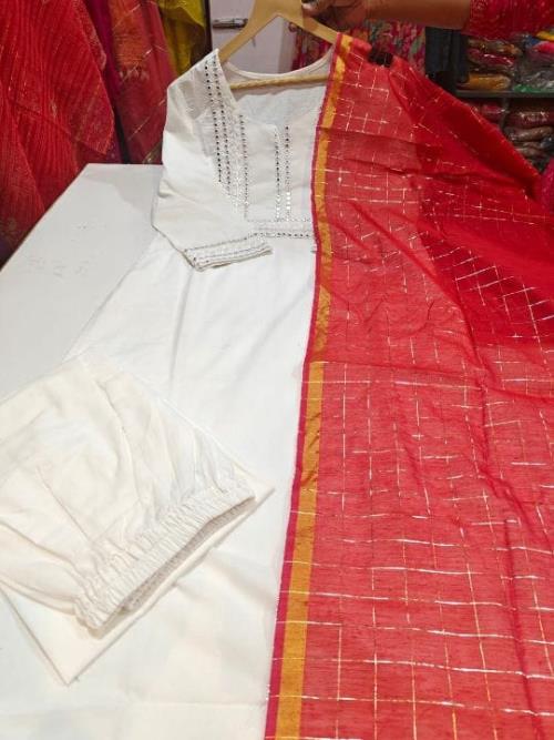 FULL STRAIGHT  KURTI PANT WITH DUPATTA.