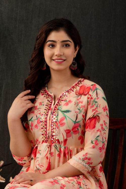 Multi Color Layered Printed Kurta And Pant Set.