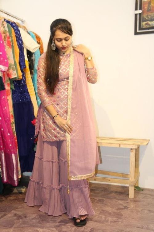 New Party Wear Palazzo Sharara Suit With Dupatta..