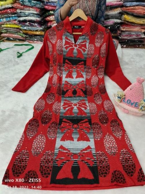 Pure Woolen Self Hand weaving and knitting  Style Kurti .