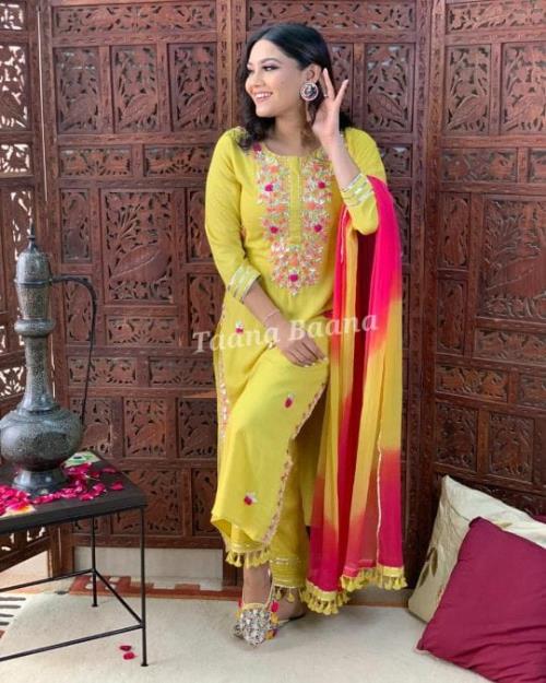  gotta lace and embroidery work and lace kurti set.