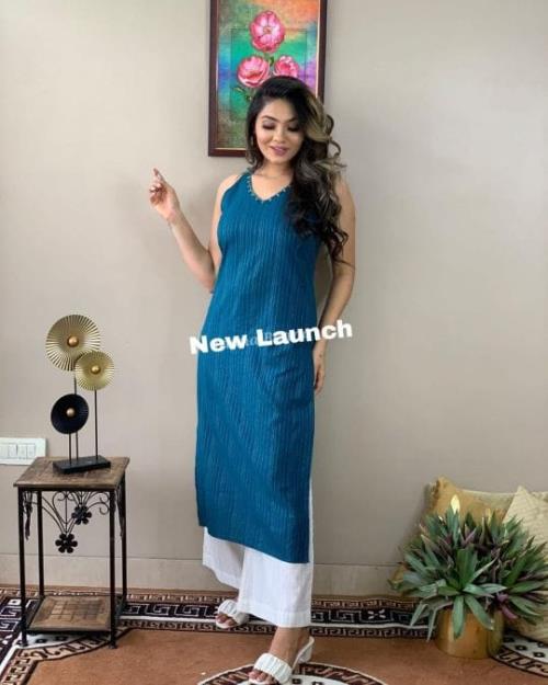 Pure printed cotton kurti with cotton plazoo.
