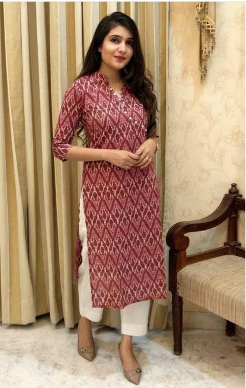 Cotton Printed Kurti with Pant Rayon.