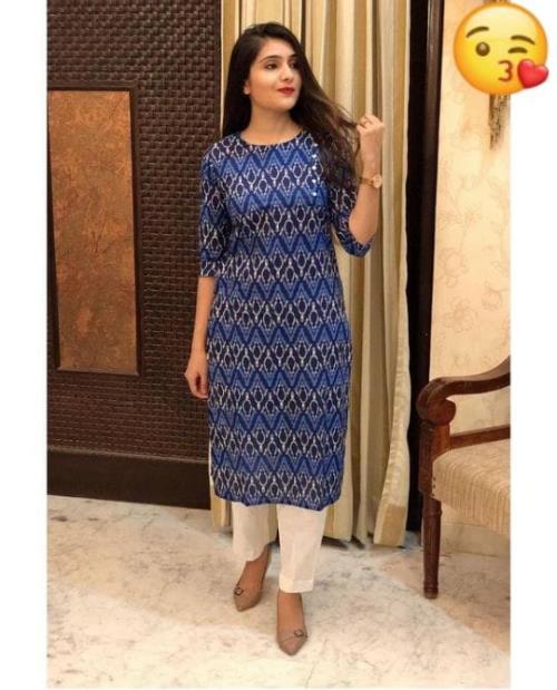 Cotton Printed Kurti with Pant Rayon.