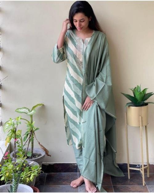 Lahriya Kurta  print pant set nd Dupatta set.
