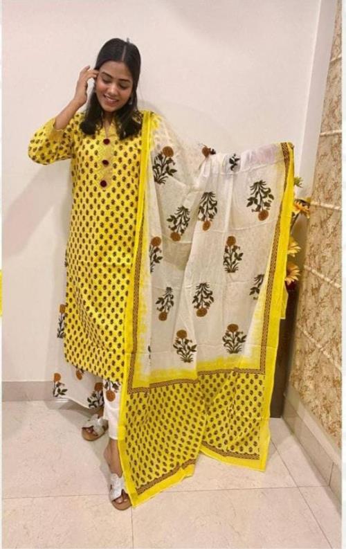  Beautiful Cotton Kurti with Plazo & Dupatta..