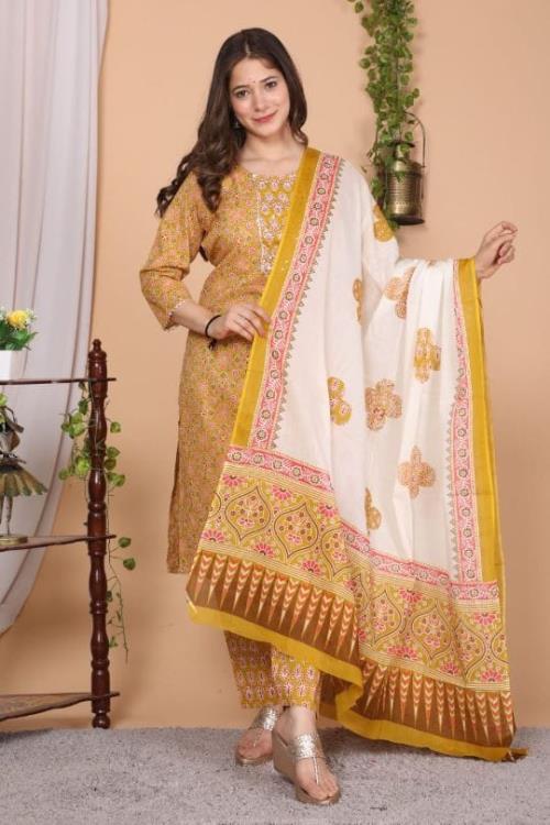 Straight kurti with pant and dupatta
