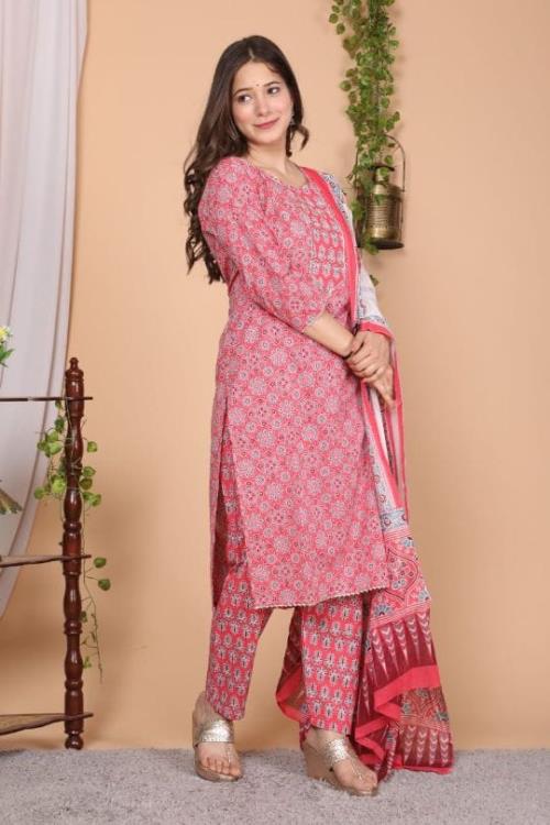 Straight kurti with pant and dupatta