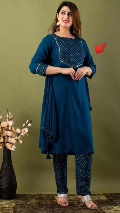 Blue Three pcs Suit