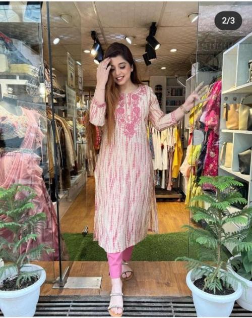 Heavy embroidery  Work kurti with pant