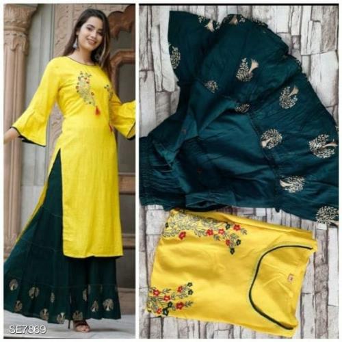 Rayon kurti with sharara
