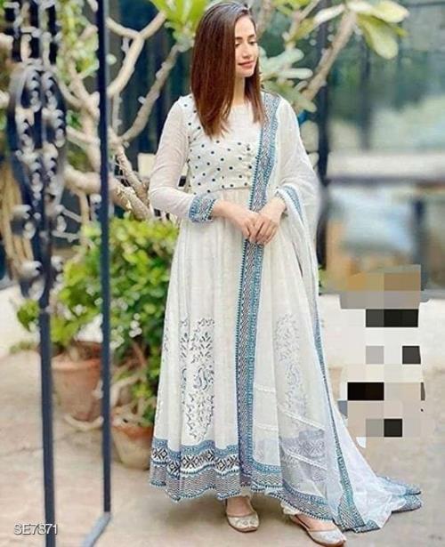 Reyon long gown with duptta
