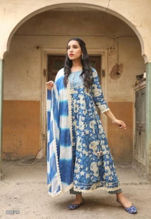 Printed A Line Kurti Fully Gotta and Lace work on Kurti With Linning Print Pant With Malmal Lace 2.1