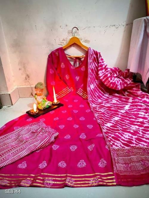 Pink and Rani Anarkali to Gown with Dupptta