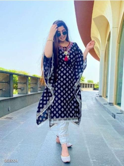  Rayon kaptan kurta with beautiful cotton less work paint
